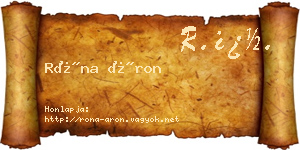 Róna Áron névjegykártya